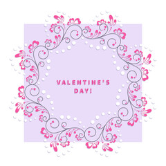Valentines Day. Openwork decor. Vector frame with a square. Design of an inscription in frame 
