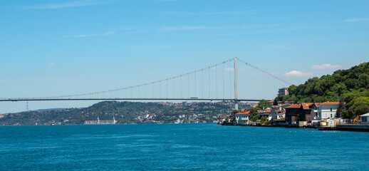 The Bosphorus, the bridge over the strait and the Asian part of Istanbul