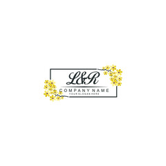 LR Initial handwriting logo vector. Hand lettering for designs