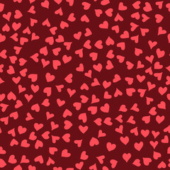 Fototapeta na wymiar Heart icons seamless pattern on red background. Texture background.