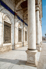 Fototapeta premium Exterior view of the galleries of the Alabaster Mosque, Islamic Quarter, Cairo, Egypt