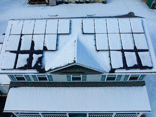 Solar panels covered with snow
