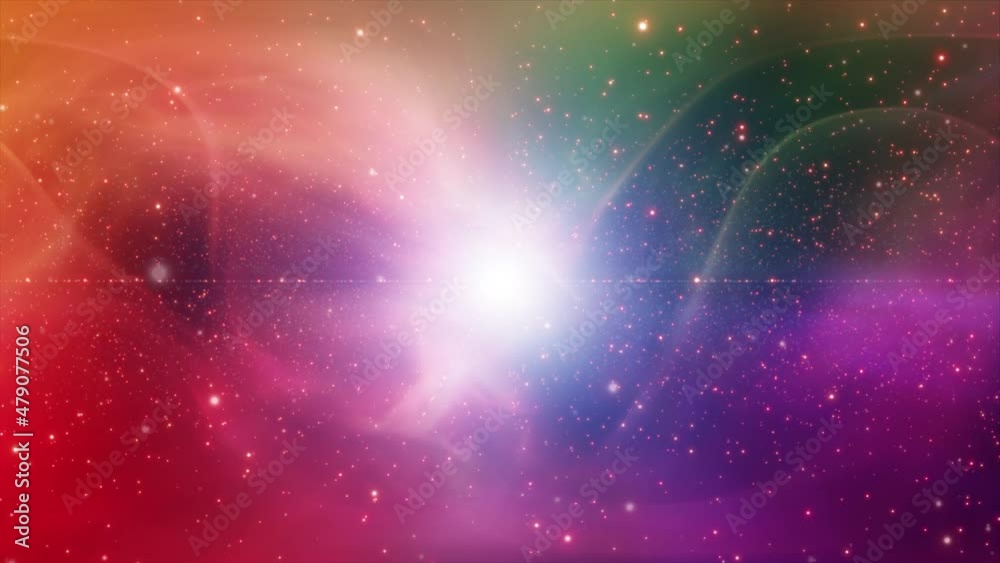 Wall mural seamless loop colorful galaxy journey through the space nebula artistic science background animation