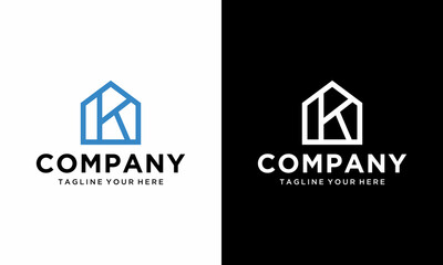 Logo design of K in vector for construction, home, real estate, building, property. Minimal awesome trendy professional logo design. on a black and white background.