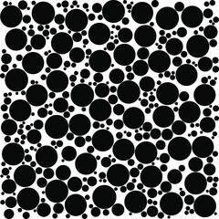 Black polka dots random pattern background. Grunge texture. Vector illustration.