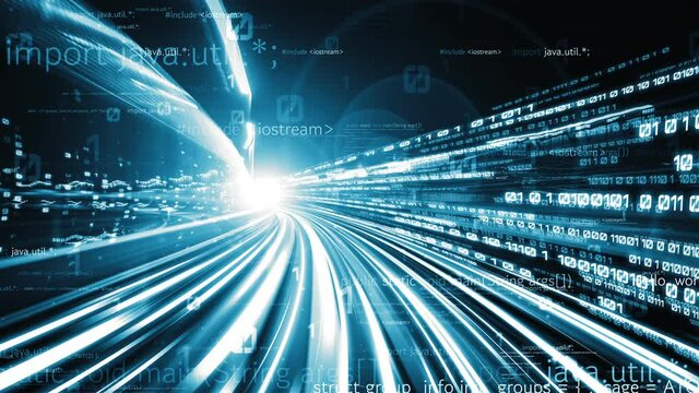 Software development, application programming code and tacit computer coding . Concept of smart digital transformation and technology disruption that changes global trends in new information era .