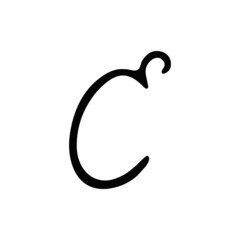 Letter C logo, icon. Hand drawn isolated letter c sign. Handwritten, lettering for logo. Calligraphy letter c template. Lettering script, font