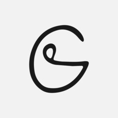 Letter G logo, icon. Hand drawn isolated letter G sign. Handwritten, lettering for logo. Calligraphy letter G template. Lettering script, font