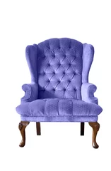 Photo sur Plexiglas Pantone 2022 very peri Isolated classic very peri velvet armchair. Vintage armchair. Insulated furniture. Purple soft chair
