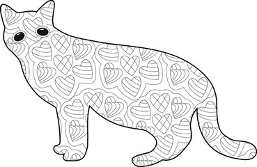Cat with Mandalas  Adult Coloring Book .cute, loving and beautiful Cat 