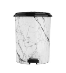 Dustbin. Marble patterned pedal dustbin. White bin for house.