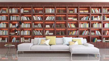 Illustration 3D rendering large luxury modern bright interiors Living room mockup computer digitally generated image