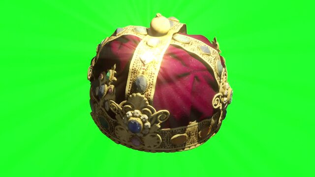 Seamless 3D Animation of a royal crown on green screen