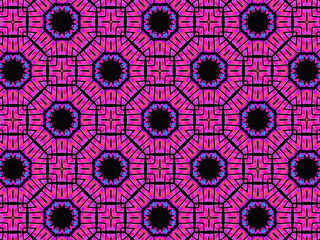 Exquisite, vibrant and energetic purple/black pattern with multicolor ribbon lace. Concept of night flowers beauty. 