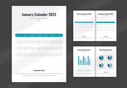 Data Chart with 2022 Calendar Layout