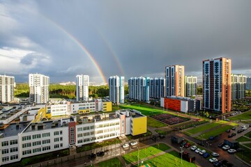 View from balcony on a rainbow after the rain