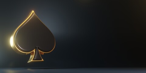 Fototapeta premium Aces playing cards symbol spades with black colors isolated on the black background. 3d render illustration