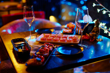 unusually asian food in the restaurant