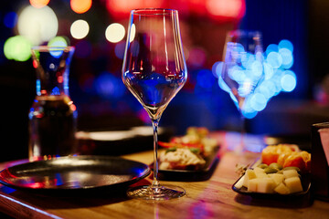 beautiful table setting in a night restaurant