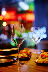 beautiful table setting in a night restaurant