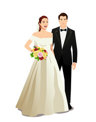 A vector illustration of a wedding couple