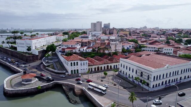 Downtown S&atilde;o Lu&iacute;s, Maranh&atilde;o, Brazil. Northeast Brazil. Historic center of downtown Sao Lu&iacute;s, Maranh&atilde;o. Historic buildings. Medieval church. Downtown Sao Luis, Brasil