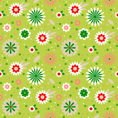 Vector graphics - a beautiful seamless floral pattern with beautiful bright decorative flowers. Concept fabric, wallpaper or wrapping paper