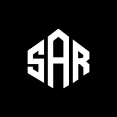 SAR letter logo design with polygon shape. SAR polygon and cube shape logo design. SAR hexagon vector logo template white and black colors. SAR monogram, business and real estate logo.