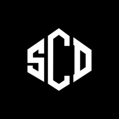 SCD letter logo design with polygon shape. SCD polygon and cube shape logo design. SCD hexagon vector logo template white and black colors. SCD monogram, business and real estate logo.