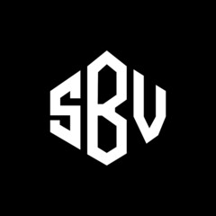 SBV letter logo design with polygon shape. SBV polygon and cube shape logo design. SBV hexagon vector logo template white and black colors. SBV monogram, business and real estate logo.