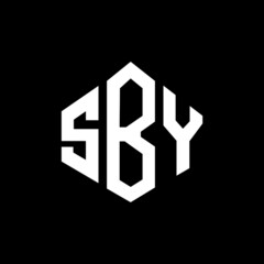 SBY letter logo design with polygon shape. SBY polygon and cube shape logo design. SBY hexagon vector logo template white and black colors. SBY monogram, business and real estate logo.