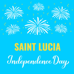 Saint Lucia Independence Day banner. National holiday celebrated on February 22. Vector template for typography poster, greeting card, flyer, etc