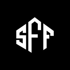 SFF letter logo design with polygon shape. SFF polygon and cube shape logo design. SFF hexagon vector logo template white and black colors. SFF monogram, business and real estate logo.