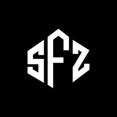 SFZ letter logo design with polygon shape. SFZ polygon and cube shape logo design. SFZ hexagon vector logo template white and black colors. SFZ monogram, business and real estate logo.