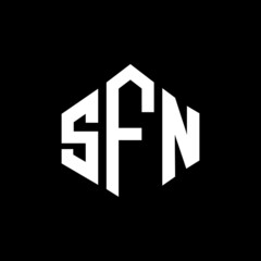 Obraz premium SFN letter logo design with polygon shape. SFN polygon and cube shape logo design. SFN hexagon vector logo template white and black colors. SFN monogram, business and real estate logo.