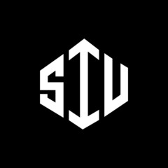 SIU letter logo design with polygon shape. SIU polygon and cube shape logo design. SIU hexagon vector logo template white and black colors. SIU monogram, business and real estate logo.