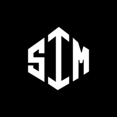 SIM letter logo design with polygon shape. SIM polygon and cube shape logo design. SIM hexagon vector logo template white and black colors. SIM monogram, business and real estate logo.