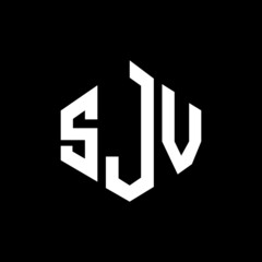 SJV letter logo design with polygon shape. SJV polygon and cube shape logo design. SJV hexagon vector logo template white and black colors. SJV monogram, business and real estate logo.