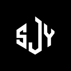 SJY letter logo design with polygon shape. SJY polygon and cube shape logo design. SJY hexagon vector logo template white and black colors. SJY monogram, business and real estate logo.