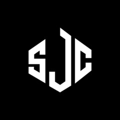 Obraz premium SJC letter logo design with polygon shape. SJC polygon and cube shape logo design. SJC hexagon vector logo template white and black colors. SJC monogram, business and real estate logo.