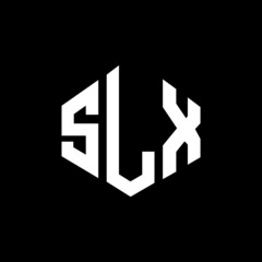 Obraz premium SLX letter logo design with polygon shape. SLX polygon and cube shape logo design. SLX hexagon vector logo template white and black colors. SLX monogram, business and real estate logo.