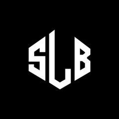Obraz premium SLB letter logo design with polygon shape. SLB polygon and cube shape logo design. SLB hexagon vector logo template white and black colors. SLB monogram, business and real estate logo.