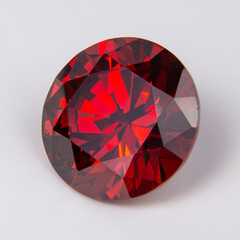 Elegant round red stone diamond jewelry on the white