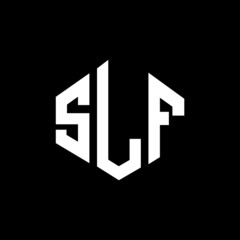 SLF letter logo design with polygon shape. SLF polygon and cube shape logo design. SLF hexagon vector logo template white and black colors. SLF monogram, business and real estate logo.