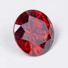 Elegant round red stone diamond jewelry on the white