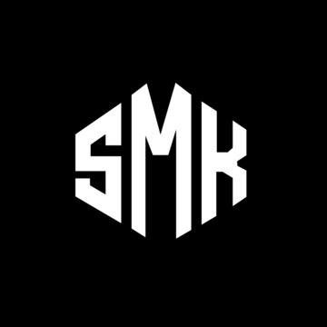 SMK letter logo design with polygon shape. SMK polygon and cube shape logo design. SMK hexagon vector logo template white and black colors. SMK monogram, business and real estate logo.