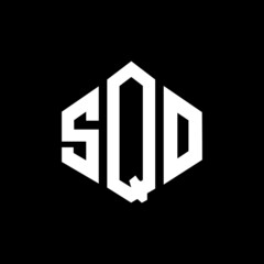 SQO letter logo design with polygon shape. SQO polygon and cube shape logo design. SQO hexagon vector logo template white and black colors. SQO monogram, business and real estate logo.