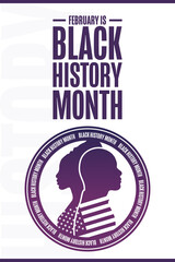 February is Black History Month. Holiday concept. Template for background, banner, card, poster with text inscription. Vector EPS10 illustration.