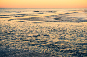Frozen river in winter, Baltic Sea, Poland