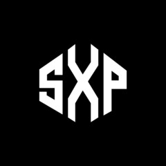 SXP letter logo design with polygon shape. SXP polygon and cube shape logo design. SXP hexagon vector logo template white and black colors. SXP monogram, business and real estate logo.